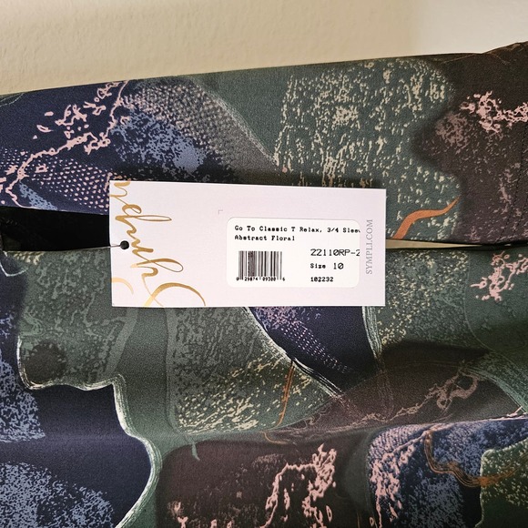 NWT SYMPLI Go to Classic T-Shirt Relax 3/4 Sleeve Abstract Floral Sz 10 - Picture 6 of 16